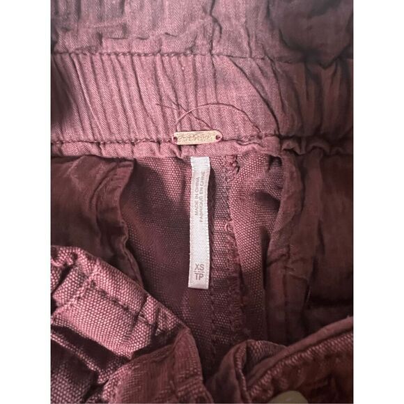 Free People Womens XS Margate Paperbag Pants Dark Red High Waist Cropped Slouchy - Picture 8 of 11